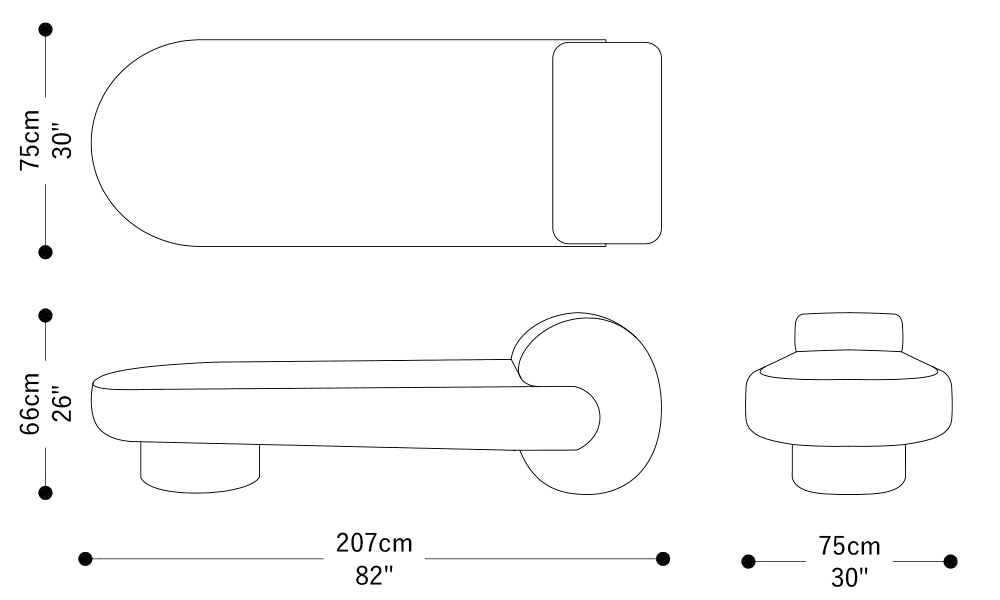 Image of the main dimensions of the product